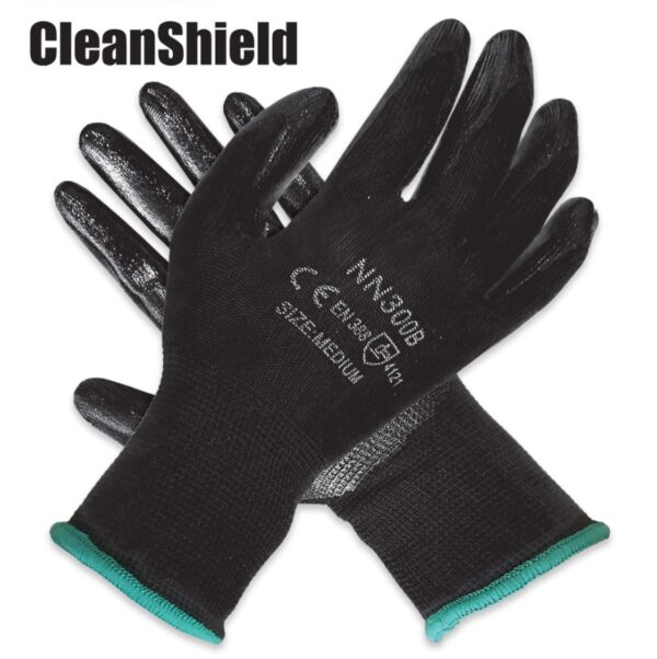 Nitrile 1/2 Coated Nylon Gloves Black