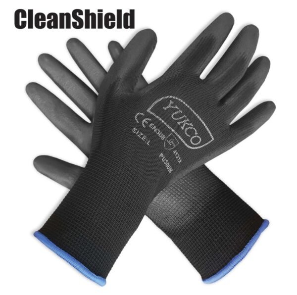 PU 1/2 Coated Nylon Gloves Black