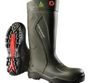 Dunlop Flexible PU Boots, Steel toe and Plate, Antislip, 15", Green